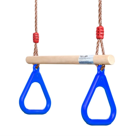 Wooden Trapeze Swing with Triangular Gym Rings for Kids multicolor to choose - Picture 2 of 6